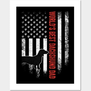 World's Best Dachshund Dad USA Flag Posters and Art